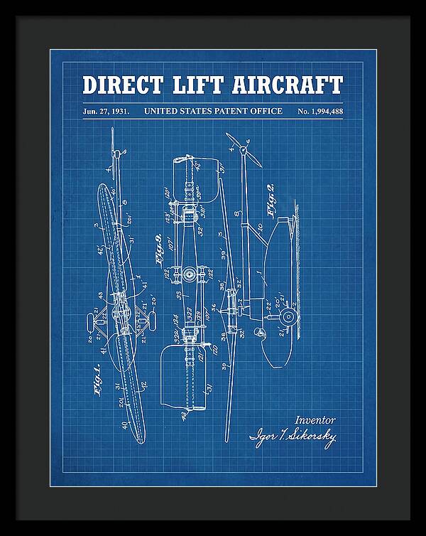 Direct Lift Aircraft Sikorsky Helicopter Blueprint Patent Us1994488