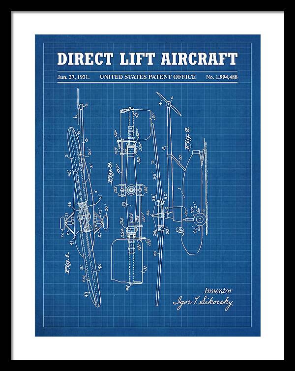 Direct Lift Aircraft Sikorsky Helicopter Blueprint Patent Us1994488