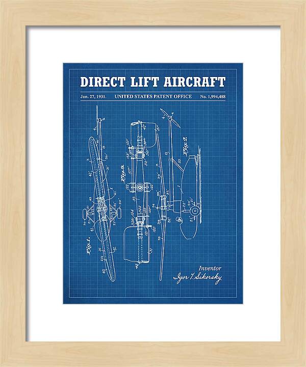 Direct Lift Aircraft Sikorsky Helicopter Blueprint Patent Us1994488