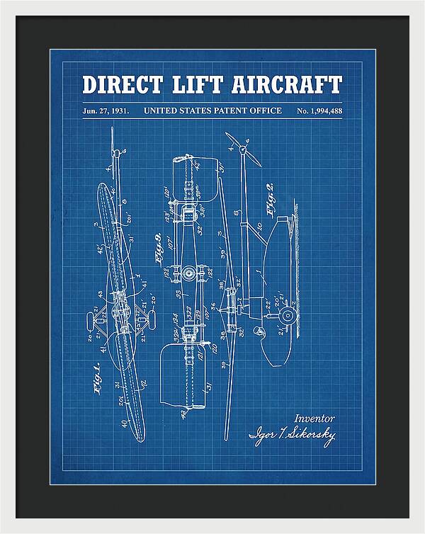 Direct Lift Aircraft Sikorsky Helicopter Blueprint Patent Us1994488