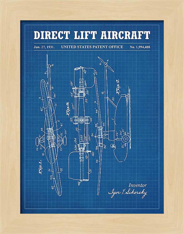Direct Lift Aircraft Sikorsky Helicopter Blueprint Patent Us1994488