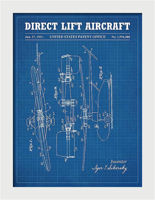 Direct Lift Aircraft Sikorsky Helicopter Blueprint Patent Us1994488