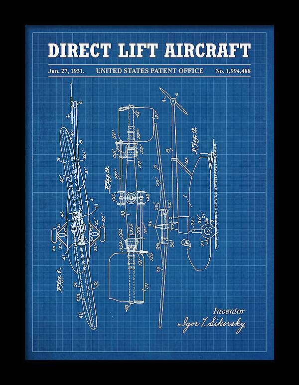 Direct Lift Aircraft Sikorsky Helicopter Blueprint Patent Us1994488