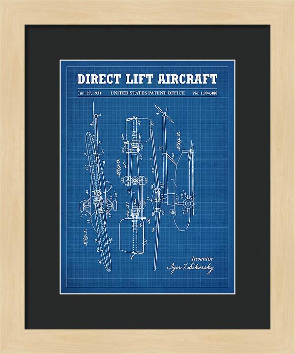 Direct Lift Aircraft Sikorsky Helicopter Blueprint Patent Us1994488