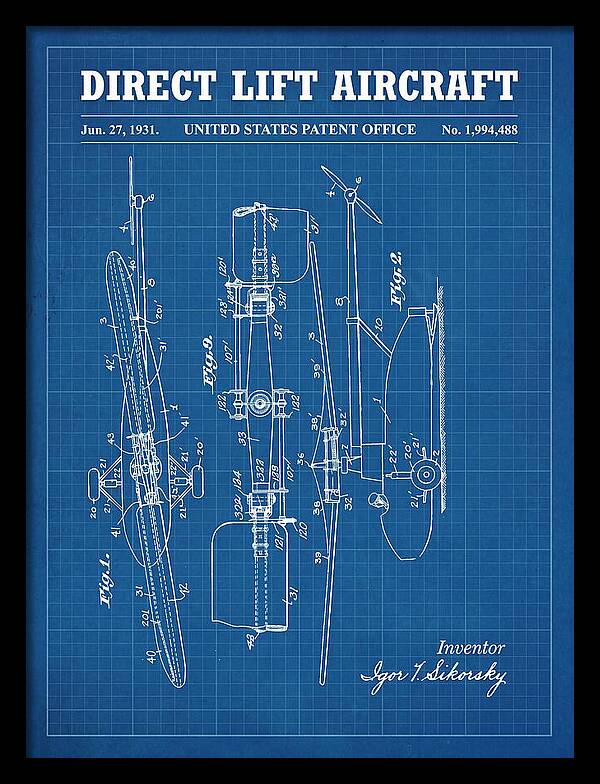 Direct Lift Aircraft Sikorsky Helicopter Blueprint Patent Us1994488
