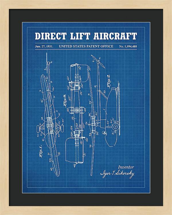 Direct Lift Aircraft Sikorsky Helicopter Blueprint Patent Us1994488