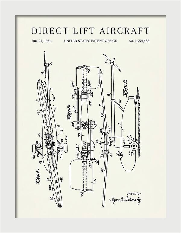 Direct Lift Aircraft Sikorsky Helicopter Minimalist Patent Us1994488