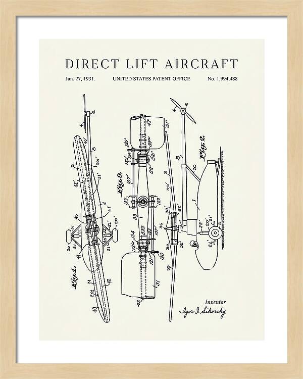 Direct Lift Aircraft Sikorsky Helicopter Minimalist Patent Us1994488