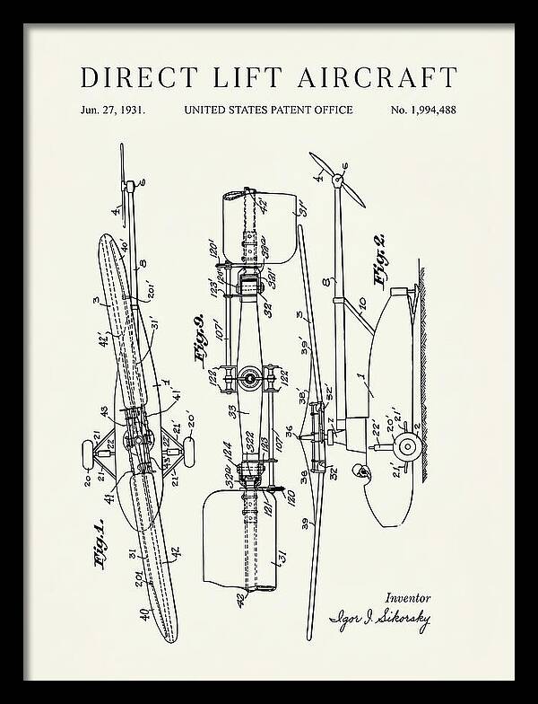 Direct Lift Aircraft Sikorsky Helicopter Minimalist Patent Us1994488