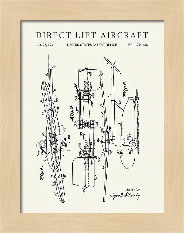 Direct Lift Aircraft Sikorsky Helicopter Minimalist Patent Us1994488