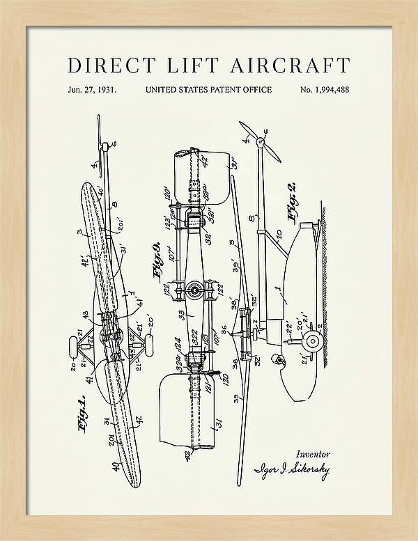 Direct Lift Aircraft Sikorsky Helicopter Minimalist Patent Us1994488