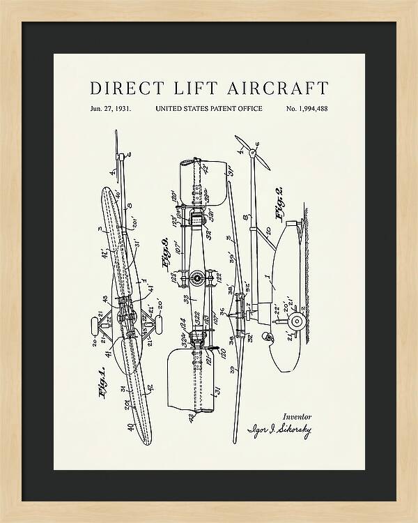 Direct Lift Aircraft Sikorsky Helicopter Minimalist Patent Us1994488