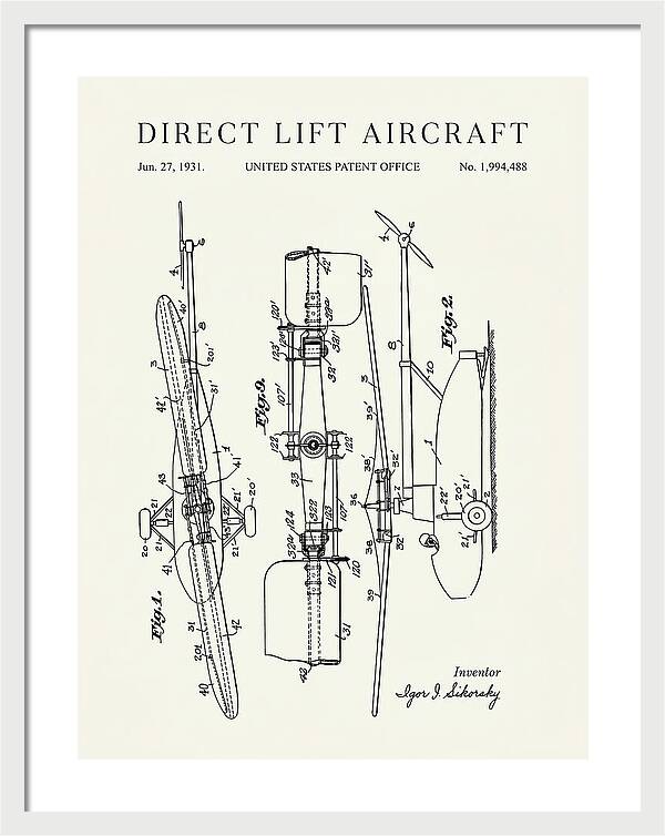 Direct Lift Aircraft Sikorsky Helicopter Minimalist Patent Us1994488