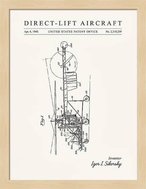Direct Lift Aircraft Sikorsky Helicopter Minimalist Patent Us2318259