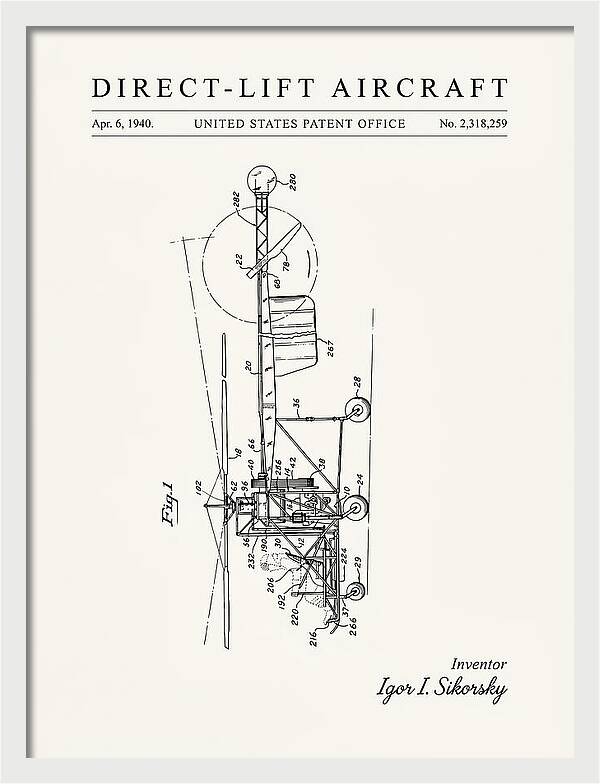 Direct Lift Aircraft Sikorsky Helicopter Minimalist Patent Us2318259