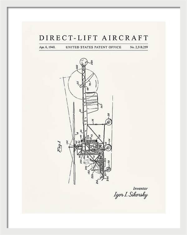 Direct Lift Aircraft Sikorsky Helicopter Minimalist Patent Us2318259
