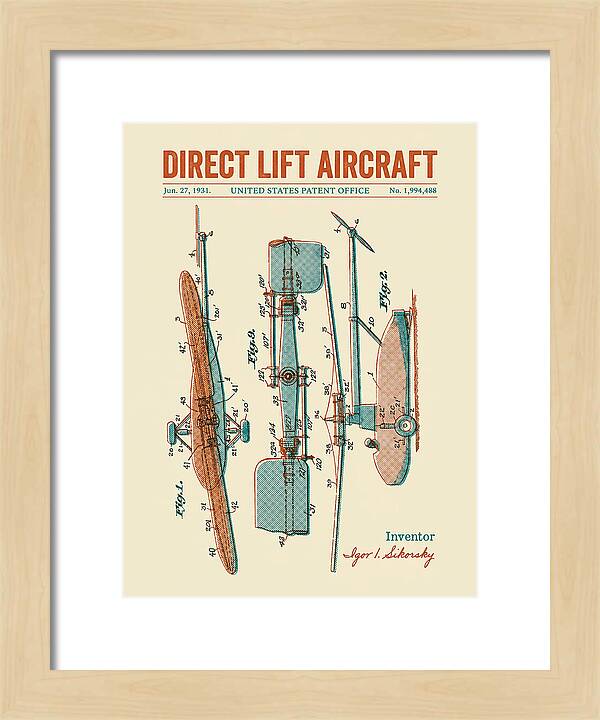 Direct Lift Aircraft Sikorsky Helicopter Retro Patent Us1994488