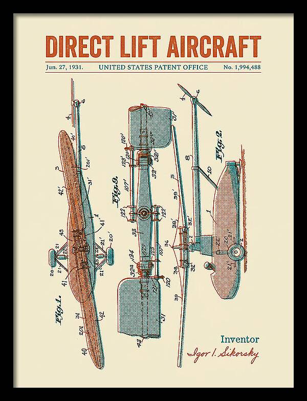 Direct Lift Aircraft Sikorsky Helicopter Retro Patent Us1994488