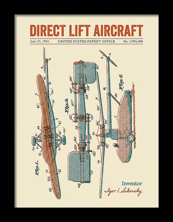 Direct Lift Aircraft Sikorsky Helicopter Retro Patent Us1994488