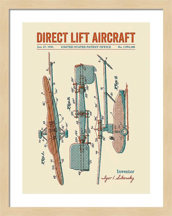 Direct Lift Aircraft Sikorsky Helicopter Retro Patent Us1994488