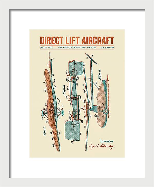Direct Lift Aircraft Sikorsky Helicopter Retro Patent Us1994488