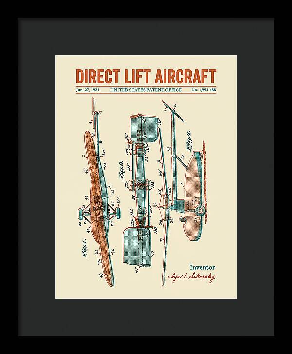 Direct Lift Aircraft Sikorsky Helicopter Retro Patent Us1994488