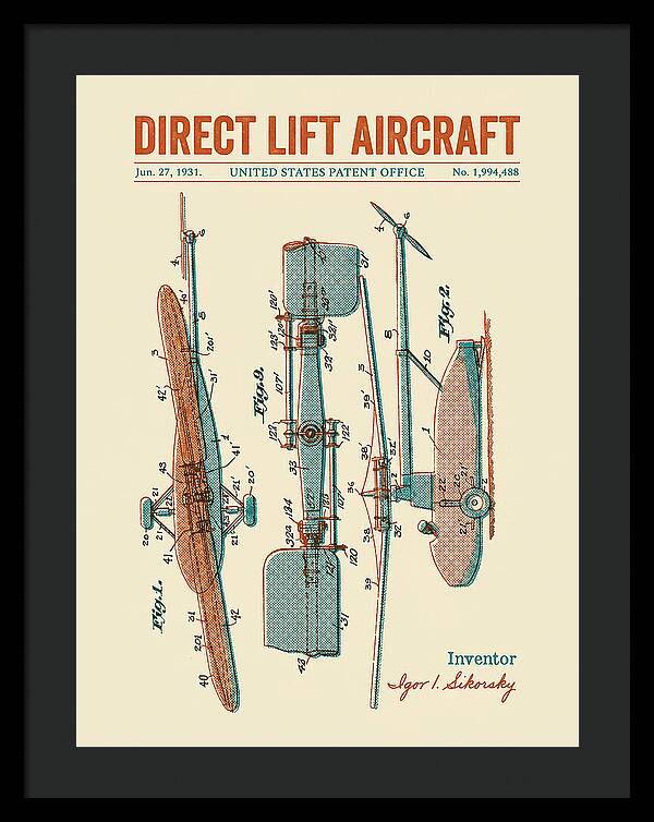 Direct Lift Aircraft Sikorsky Helicopter Retro Patent Us1994488