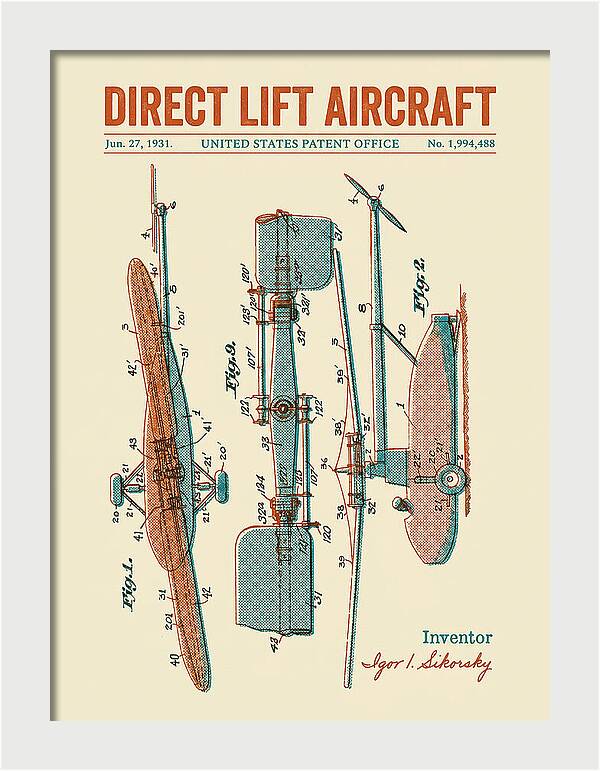 Direct Lift Aircraft Sikorsky Helicopter Retro Patent Us1994488
