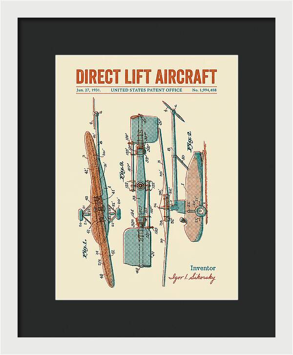 Direct Lift Aircraft Sikorsky Helicopter Retro Patent Us1994488