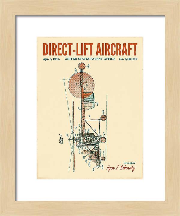 Direct Lift Aircraft Sikorsky Helicopter Retro Patent Us2318259