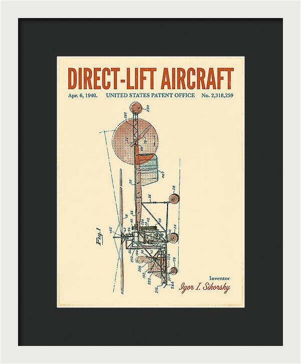 Direct Lift Aircraft Sikorsky Helicopter Retro Patent Us2318259