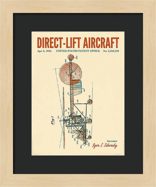 Direct Lift Aircraft Sikorsky Helicopter Retro Patent Us2318259
