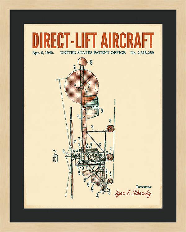 Direct Lift Aircraft Sikorsky Helicopter Retro Patent Us2318259