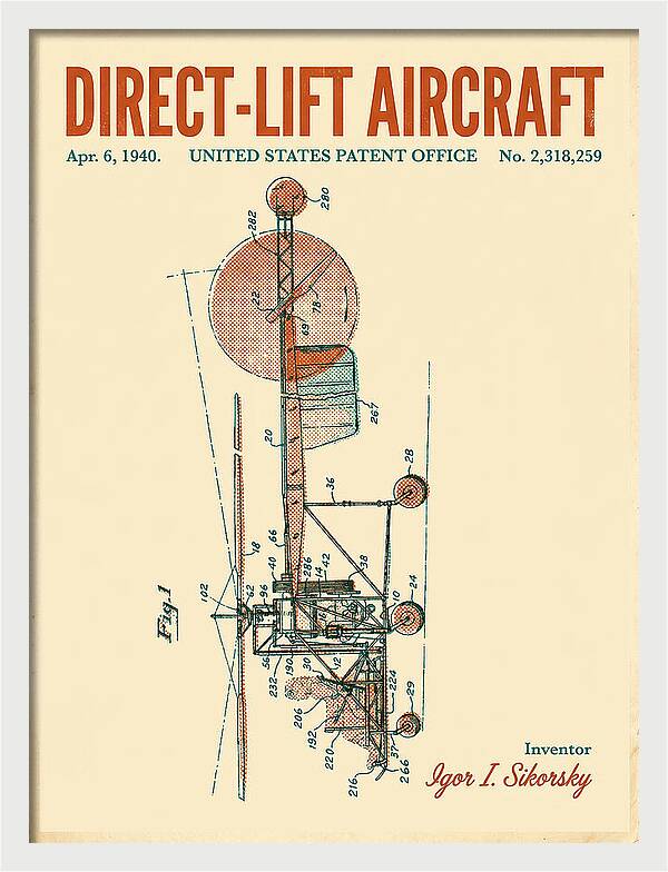 Direct Lift Aircraft Sikorsky Helicopter Retro Patent Us2318259