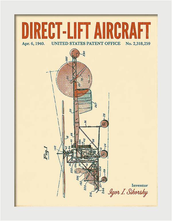 Direct Lift Aircraft Sikorsky Helicopter Retro Patent Us2318259