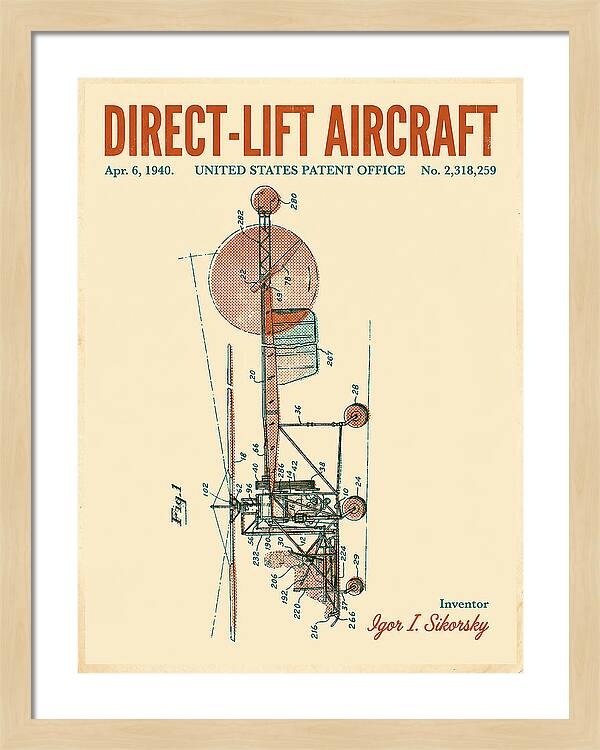 Direct Lift Aircraft Sikorsky Helicopter Retro Patent Us2318259
