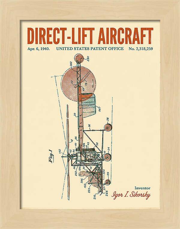 Direct Lift Aircraft Sikorsky Helicopter Retro Patent Us2318259