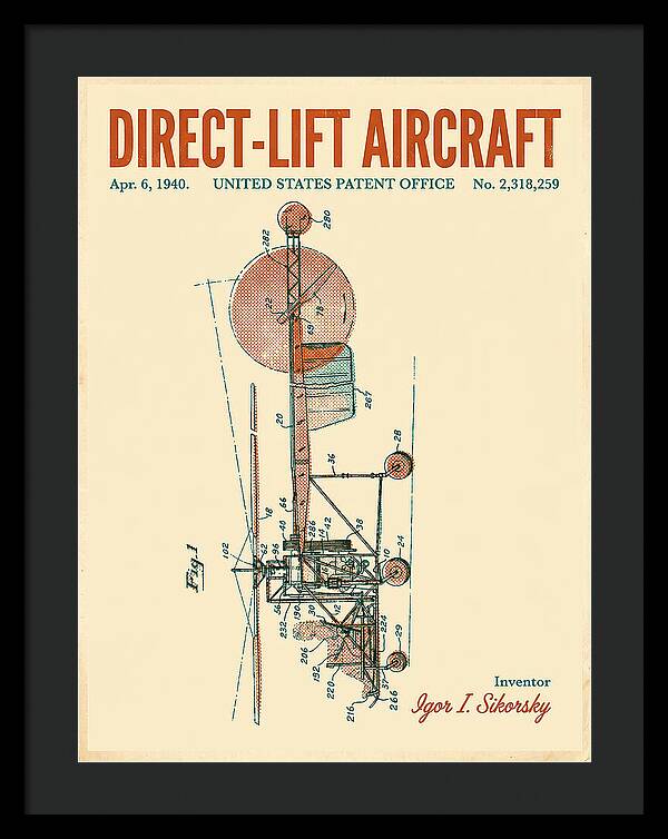 Direct Lift Aircraft Sikorsky Helicopter Retro Patent Us2318259