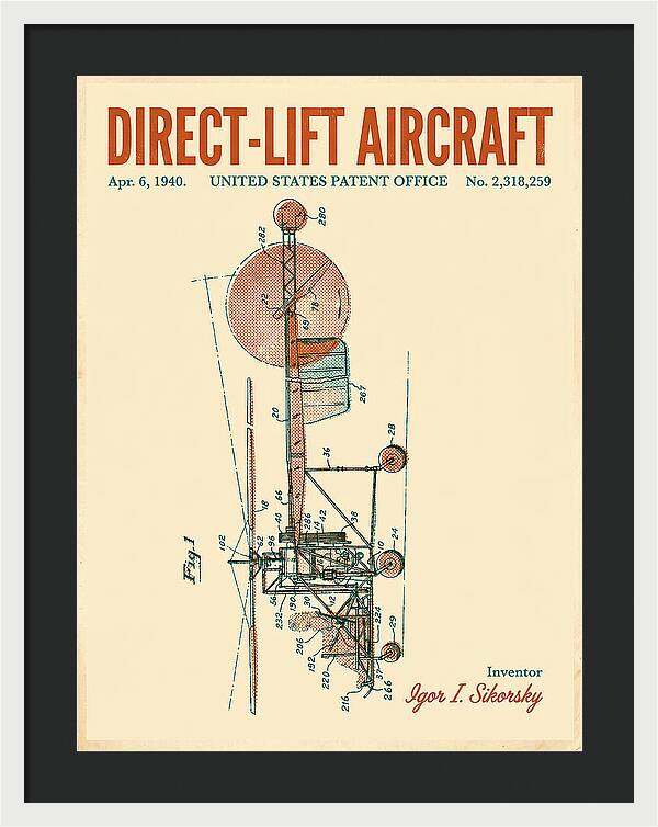 Direct Lift Aircraft Sikorsky Helicopter Retro Patent Us2318259