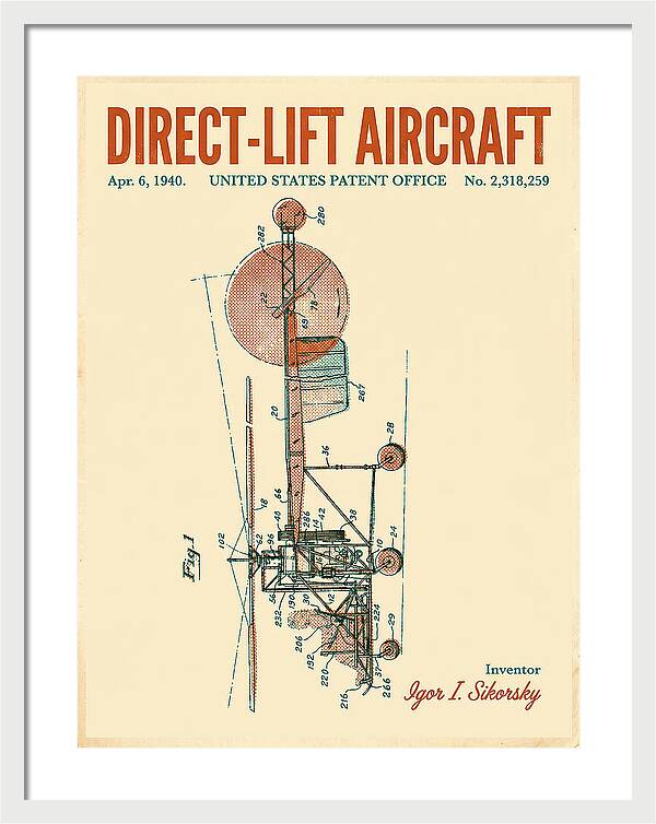 Direct Lift Aircraft Sikorsky Helicopter Retro Patent Us2318259