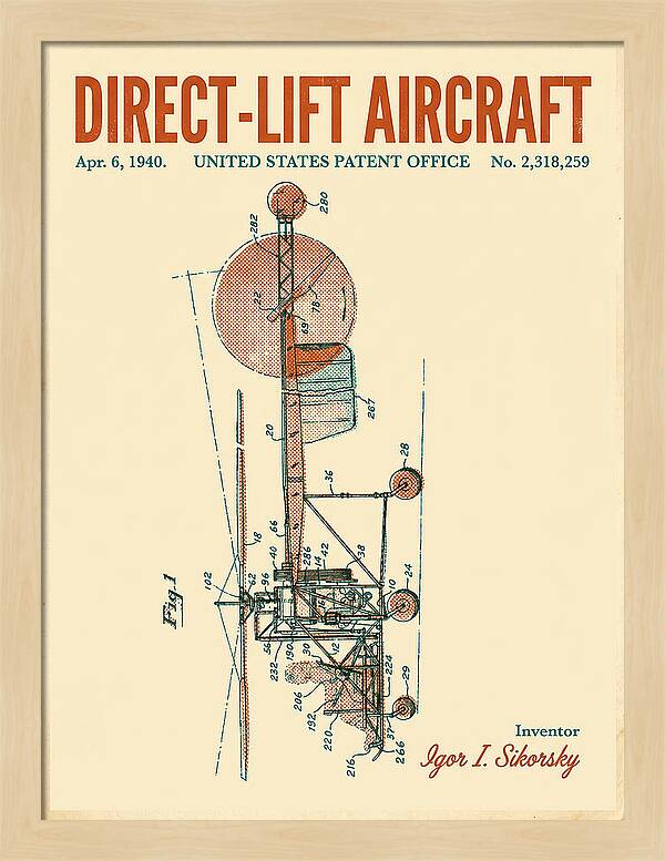 Direct Lift Aircraft Sikorsky Helicopter Retro Patent Us2318259