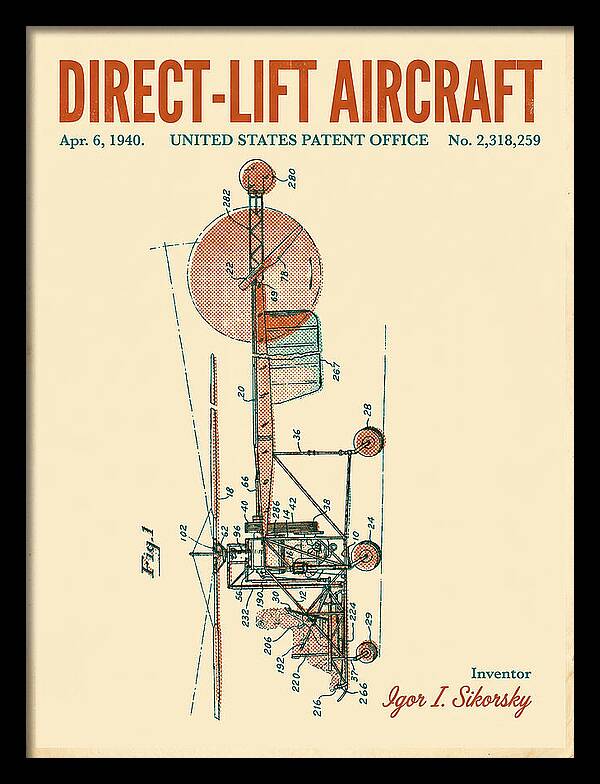 Direct Lift Aircraft Sikorsky Helicopter Retro Patent Us2318259
