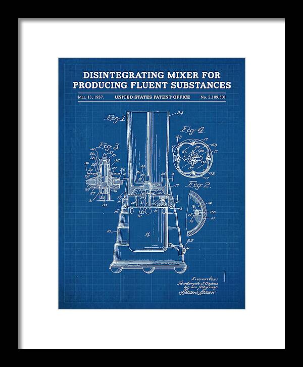 Disintegrating Mixer Blender Blueprint Patent Us2109501a