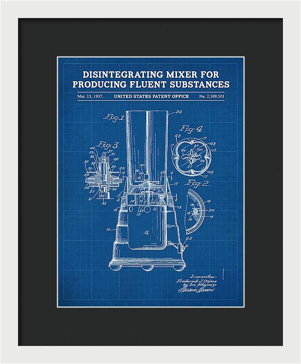 Disintegrating Mixer Blender Blueprint Patent Us2109501a