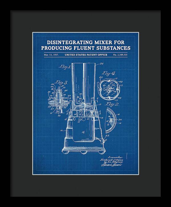Disintegrating Mixer Blender Blueprint Patent Us2109501a