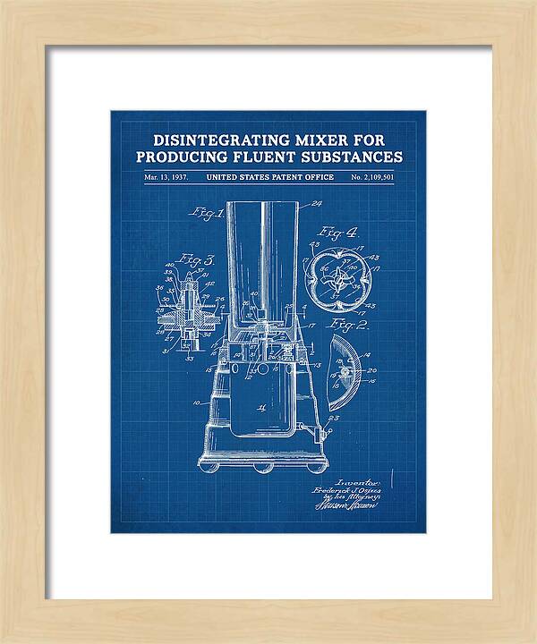 Disintegrating Mixer Blender Blueprint Patent Us2109501a