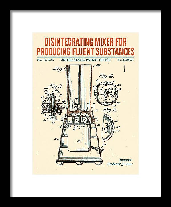 Disintegrating Mixer Blender Retro Patent Us2109501a