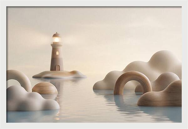 Distant Lighthouse Across Calm Water