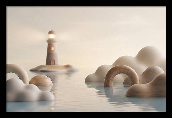 Distant Lighthouse Across Calm Water