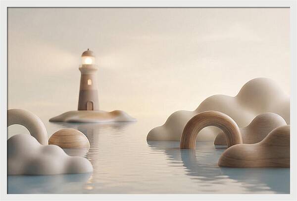 Distant Lighthouse Across Calm Water